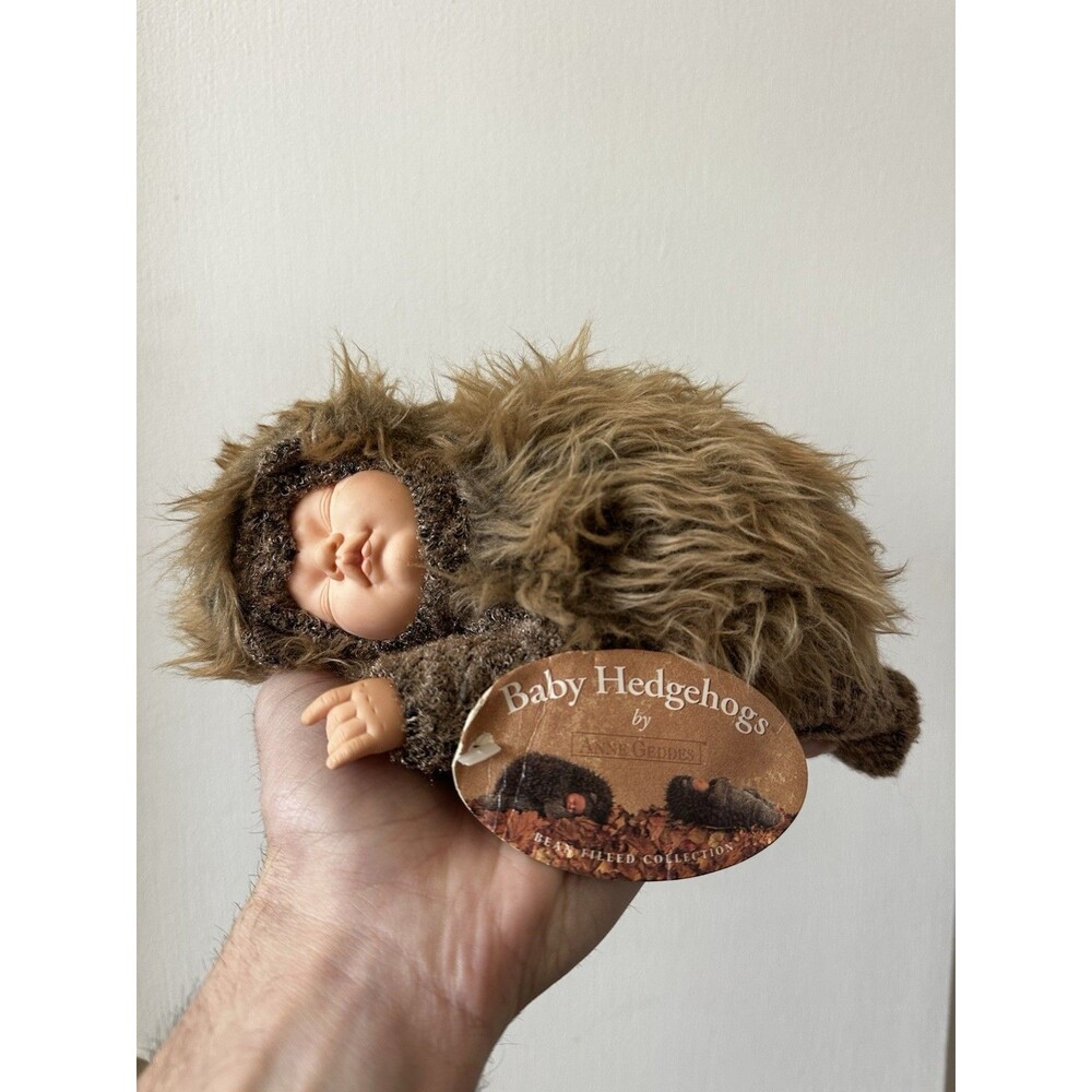 NWT Anne Geddes Baby Hedgehog Sleeping Baby Doll Plush 9" Vinyl Vintage 1999